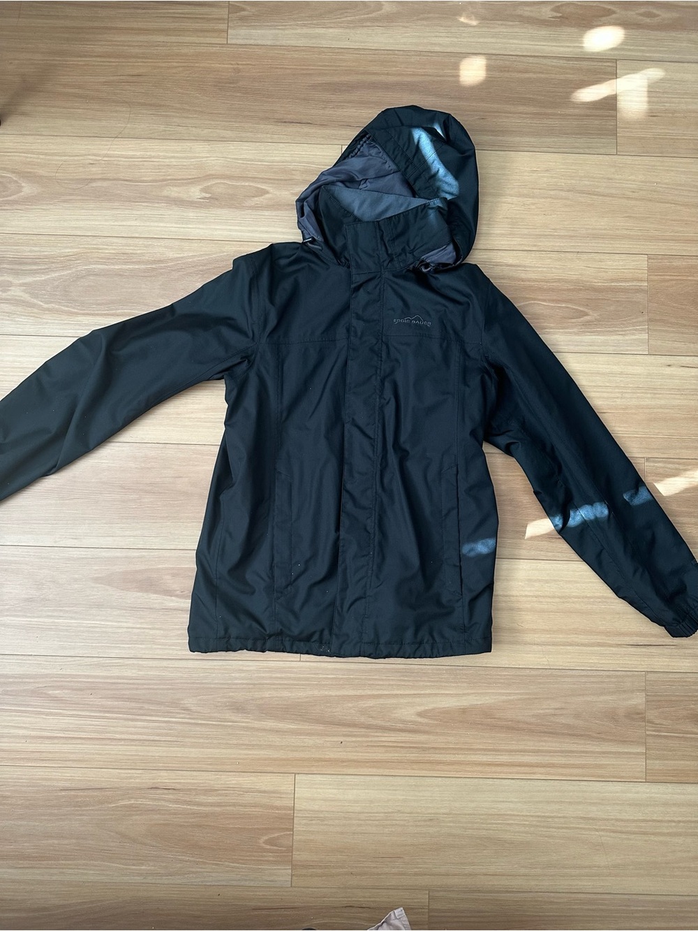 Eddie Bauer Black Hooded Raincoat